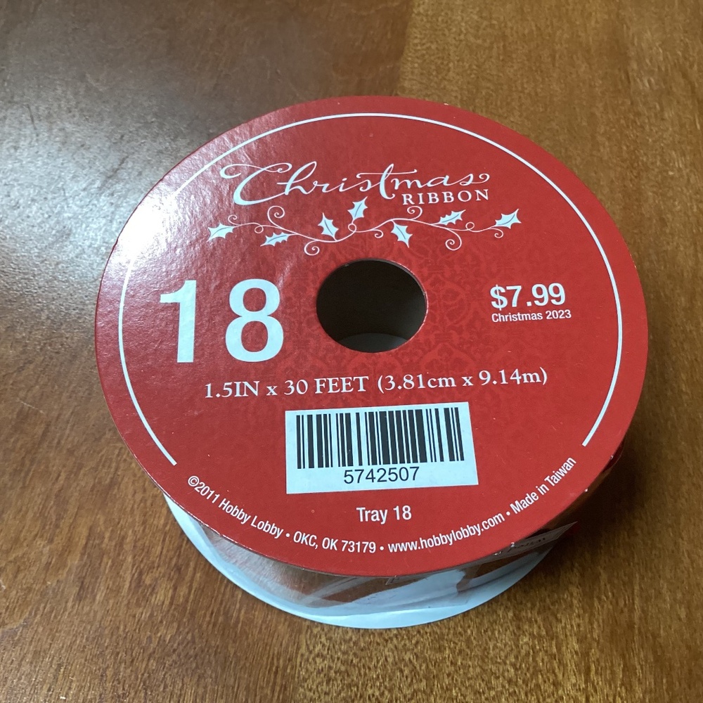 Christmas Wired Edge Ribbon New 1.5” x 30 feet